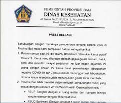 Contoh teks eksposisi tentang covid 19. Pengumuman Press Release Covid 19 Dinas Kesehatan Provinsi Bali