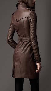 Long Leather Quilted Sleeve Trench Coat Burberry Long Leather Coat Leather Jackets Women Coats For Women