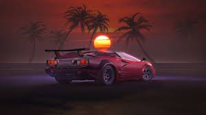 Retrowave Digital Art Car Red Cars Vehicle Lamborghini Countach 1080p Wallpaper Hdwallpaper Desktop Lamborghini Countach Lamborghini Red Car
