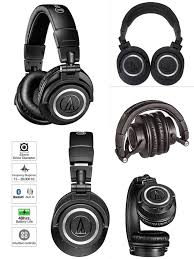 Audio Technica Ath M50xbt Wireless Bluetooth Over Ear Headphones Black Over Ear Headphones In Ear Headphones Audio Technica