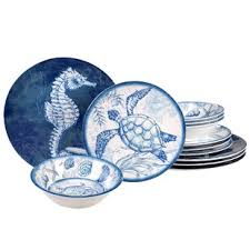 Target / party supplies / sea turtle party supplies (9903). Marine Blue Sea Turtle And Golden Sea Shells Ceramic Dinner Plates Set Of 2 Platters Com Home Garden