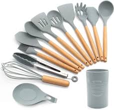 Check spelling or type a new query. Silicone Kitchen Utensils Set 13 Pcs Wooden Handles Spatula Set Cooking Utensils For Non Stick Pans Silicone Spatulas For Cooking Kitchen Gadgets Tools Grey Amazon Co Uk Home Kitchen