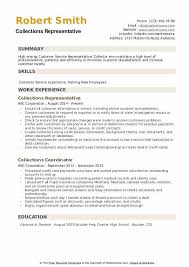 collections representative resume