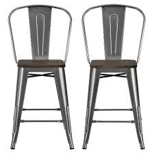 Metal counter height stools with wood seat. Set Of 2 24 Lio Metal Counter Height Barstools With Wood Seat Room Joy Target
