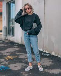 High Rise Mom Fit Jeans Casual Winter Outfits Pretty Winter Outfits Winter Fashion Looks