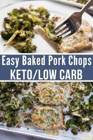 Keto Oven Baked Pork Chops Broccoli One Pan Meal Easy Recipe Baked Pork Baked Pork Chops Oven Baked Pork Chops