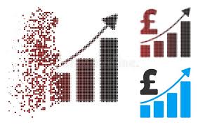 Dispersed Pixel Halftone Pound Sales Growth Chart Icon Stock