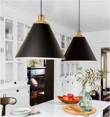 See more ideas about lights, pendant lighting, pendant. Large Black And Gold Pendant Lights Over White Marble Kitchen Island Layjao