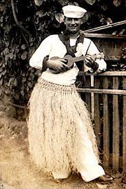 Sailors On Grass Skirts Vintage Photo Grass Skirt Vintage Ukulele Ukulele
