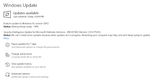 When manually checking for updates it attempts to update to windows 20h2 but fails at the end of getting things ready. Problems In Windows 10 20h2 Update
