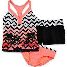 Zeroxposur 3 Pc Chevron Tankini And Shorts Set Girls 7 16 Beach Outfit Women Swimsuit Fashion Best Swimsuits