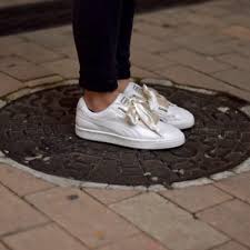 Buy shoe laces for your shoes puma | mylaces.com. Puma Basket Heart Patent Black White