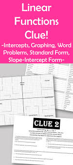 Clue Linear Functions Intercepts Graphing Word Problems Linear Function Word Problems Graphing Activities