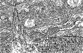 I have done another landscape with olive trees, and a new study of the 'starry sky'. Art Therapy Coloring Page Van Gogh Starry Night 1