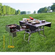 Trekology portable camping side table is perfect for cooking purpose. 4 7 Person Outdoor Camping Picnic Mobile Kitchen Foldable Table Cookware Set With Folding Stool Cooking Gas Stove Outdoor Stoves Aliexpress
