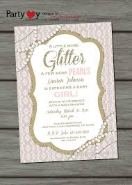 Pearls And Lace Baby Shower Invitation Glitter And Pearls Etsy Pearl Baby Shower Lace Baby Shower Chic Baby Shower