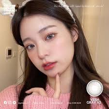 Lens Mắt Kính Áp Tròng Xám Tây Vân Xước VERA GRAY Không Giãn Có Từ 0 Đến 6  Độ Lệch Độ Size XS 14mm