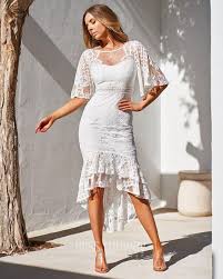 Reyna Lace Midi Dress White Cocktail Party Outfit Beautiful White Dresses White Dress Party