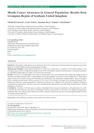Mouth cancer affects around 6,800 people in the uk according to the nhs. Pdf Mouth Cancer Awareness In General Population Results From Grampian Region Of Scotland United Kingdom