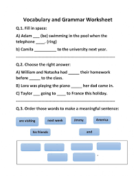 grammar and vocabulary exercise for grade 8