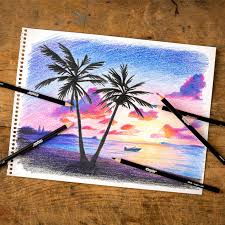 T he pencil shading exercise explored on this page is called 'graduated tone'. Pencil Crayon Sunset Drawing Drawing With Crayons
