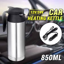 12v 24v Stainless Steel Electric Kettle 800ml In Car Travel Trip Coffee Tea Heated Mug Motor Hot Water Boiling For Car Truck Electric Kettle Kettle Mugs