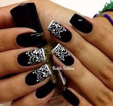 Black And White Nail Art Design 40 Black And White Nail Designs Jpg 600 560 Lace Nails Nail Designs Nail Art Designs