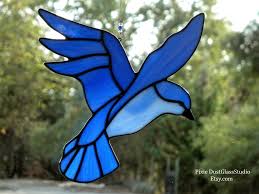 Bird Flying Into Window Meaning Stained Glass Suncatcher Blue Bird Of Happiness Window Hanging Blue Colored Glass Bird Bird Lover Garden De Glass Birds Stained Glass Birds Stained Glass