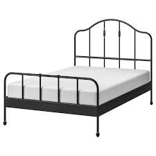 With the leg in the middle of the cross rail positioned toward the inside of the frame, insert the end of the cross. Sagstua Bed Frame Black Luroy Full Ikea
