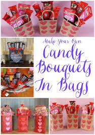Make A Candy Bouquet In A Bag Valentines Candy Bouquet Diy Valentines Gifts Candy Bouquet Diy