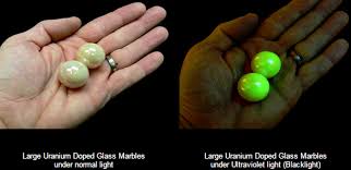 Yes, canary glass, uranium glass, or vaseline glass, as it became known in the early 20th century for its similar color to petroleum jelly, emits radiation, but the amounts are tiny, infinitesimal, ridiculously small. I See Your Radioactive Glassware And Raise You My Uranium Balls Imgur