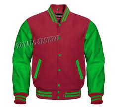 Premium Varsity Maroon Wool And Genuine Green Leather Sleeves Letterman Jacket Leather Sleeve Jackets Letterman Jacket