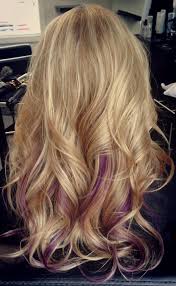 Blonde With A Pop Of Purple Peekaboo Hair Blonde Hair With Highlights Hair Styles