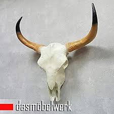 Amazon De Dasmobelwerk Xxl Deko Stier Kopf Bullen Schadel Geweih Horner Garten Bullenschadel