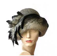 Unique Felt Hat Millinery Hat Cloche Hat Felted Hat Cloche Hats 1920s Hat Women S Hat Victorian Hat Grey White Wool Hat Merino Wool Felt Hat In 2021 1920s Hats Victorian Hats Millinery Hats