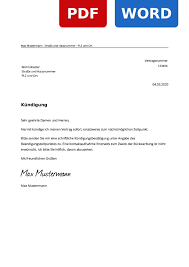 Legt fest , dass platzhalterfelder in die briefvorlage eingefügt werden. Wohn Riester Kundigen Muster Vorlage Zur Kundigung
