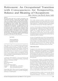 Pdf Retirement An Occupational Transition With Consequences For Temporality Balance And Meaning Of Occupations