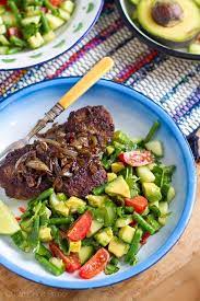 Beef Burgers With Jerk Onions Cucumber Avocado Salad Meals Under 500 Calories Dinners Under 500 Calories Healthy Beef