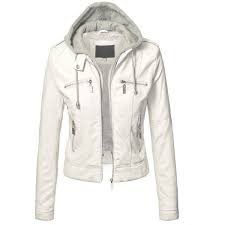 Ll Womens Hooded Faux Leather Jacket Faux Leather Jacket Women Clothes Hoodie Fashion