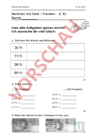 Nachdem dein kind bis hierhin ein sicheres verständnis für den zahlenraum bis 20 aufgebaut hat, erschließen wir uns hier alle 4 grundrechenoperationen im zahlenraum bis 100. Arbeitsblatt Rechnen Mit Geld Prufung 2 Klasse Mathematik Sachrechnen Grossen