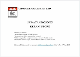 Ohjobs, jawatan kosong 2021, kerja kosong 2021, jawatan kosong kerajaan 2021, jawatan kosong swasta 2021, job vacancy, kerja kosong kerajaan, 2021, iklan jawatan kosong 2021, jobs in malaysia 2021, temuduga terbuka 2021, jawatan kosong kerajaan terkini, download borang. Jawatan Kosong Kemaman Kerani Store Di Adabi Kemaman Diperlukan Mei 2020