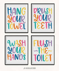 Kids Bathroom Print Gender Neutral Bathroom Prints Digital Etsy In 2020 Kids Bathroom Print Neutral Bathroom Kids Bathroom Art