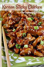 Easy Korean Sticky Chicken Recipe Sticky Chicken Recipe Recipes Asian Recipes