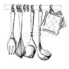 Sketch cooking utensils hand drawn kitchenware. Kitchen Utensils Vector Illustration Stock Vector Colourbox