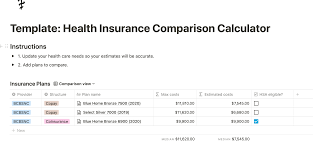 Health savings account (hsa) vs. New Free Template Health Insurance Comparison Calculator Notion