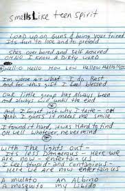 Smells like teen spirit chords. Eric Alper On Twitter Handwritten Lyrics To Nirvana S Smells Like Teen Spirit Kurt Cobain Was Born 52 Years Ago Today