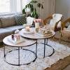 Nesting coffee tables set of 2 round oval wood, side table set wood vintage modern, coffee table set wood, dining room side coffee table set myboutiquehouse 5 out of 5 stars (66) $ 196.00 free shipping add to favorites quick view industrial nesting coffee table, set of 3 end tables for living room, stacking side tables, sturdy and easy assembly. 3