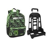 Zaino Minecraft Organizzato con Trolley Staccabile New Green
