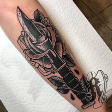 But, what does the darkness of black rose tattoos imply? Ryantattooer Black Death Bowie Knife Knife Black Work Black Rose Mandala Arm Bold