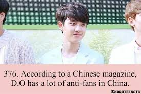 376 According To A Chinese Magazine D O Has A Lot Of Anti Fans In China Exo Facts Exo Facts